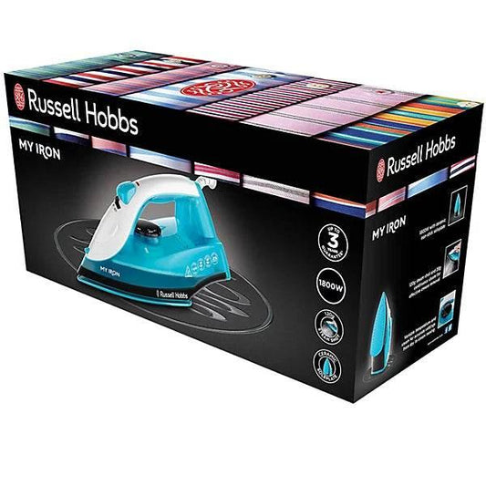 Russell Hobbs 25580 My Iron Steam Iron 1800W, 0.26L Water Tank - Blue and White - Cloud Nine Stores