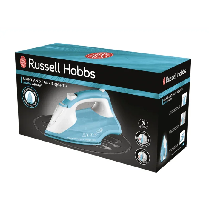 Russell Hobbs Light and Easy Brights Steam Iron - Aqua - Cloud Nine Stores