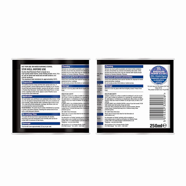 Rustins Heat Resistant Paint - Black 250ml - Cloud Nine Stores