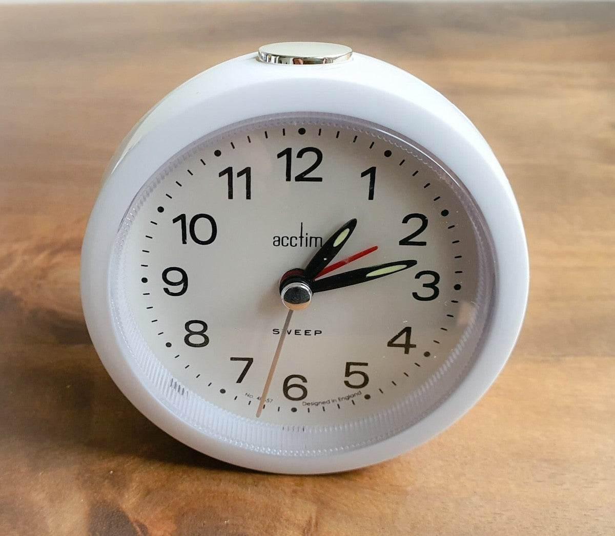 Acctim Acctim Elana Non-Ticking Sweep Analogue Alarm Clock - Black/White - Cloud Nine Stores