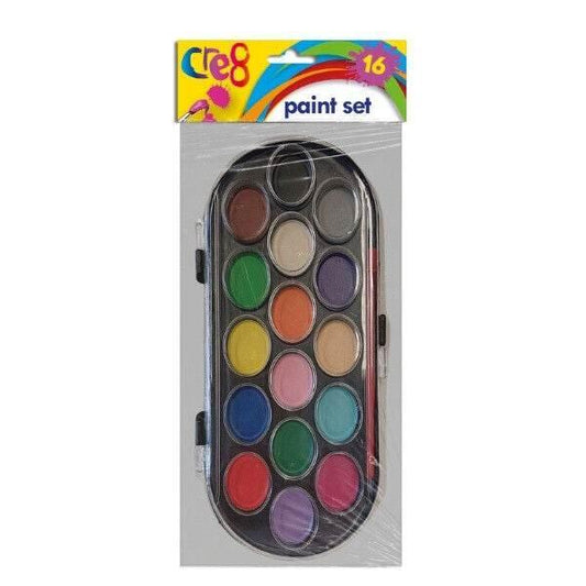 Water Colour Paint Set For Kids 16 Piece - Cloud Nine Stores