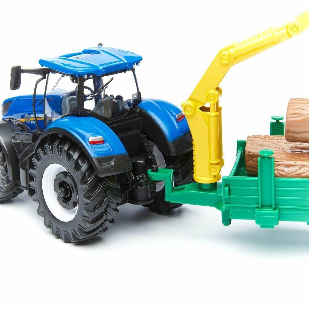 Bburago Die-Cast NEW HOLLAND T7.315 TRACTOR and TREE FORWARDER - Replica Collectible Toy Model - 1:50 Scale - Cloud Nine Stores