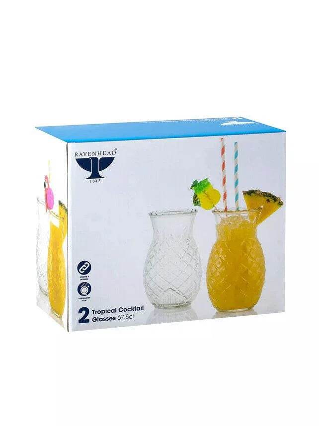Ravenhead Tropical Pineapple Cocktail Glass Set of 2 Piece Clear 675ml Glassware - Cloud Nine Stores
