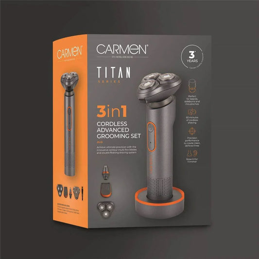 Carmen Titan 3in1 Titanium and Orange Shaver Set - Cloud Nine Stores