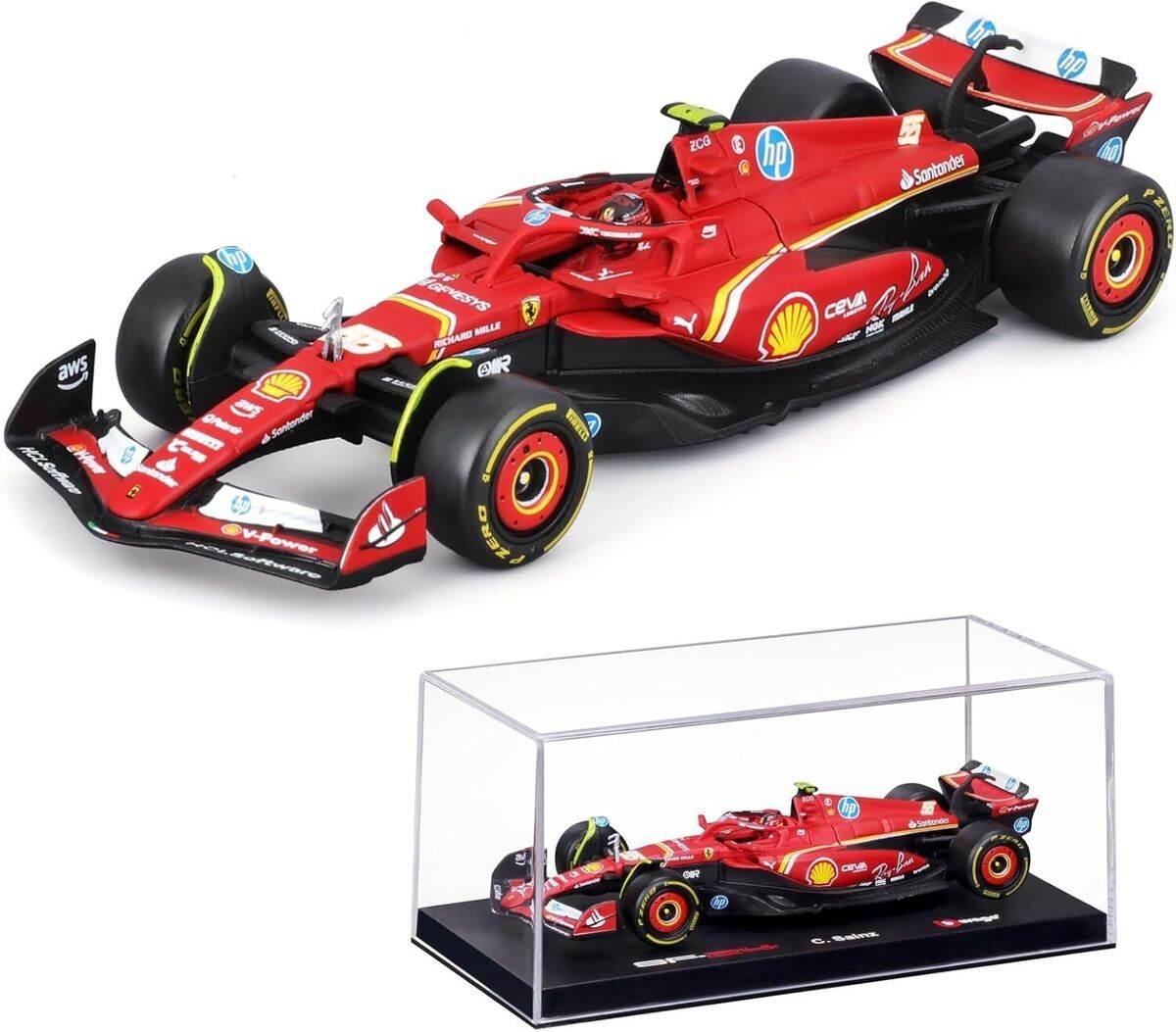 Ferrari F1 Team SF-24 2024 #16 Charles Leclerc – Acrylic Case with Driver in Car - Cloud Nine Stores