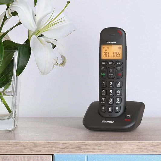 Binatone 3805 Big Button SpeakEasy Cordless Single Dect Phone, Black - Cloud Nine Stores