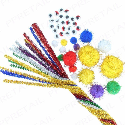 Glitter craft set pipe cleaners, pompoms and googly eyes - Cloud Nine Stores
