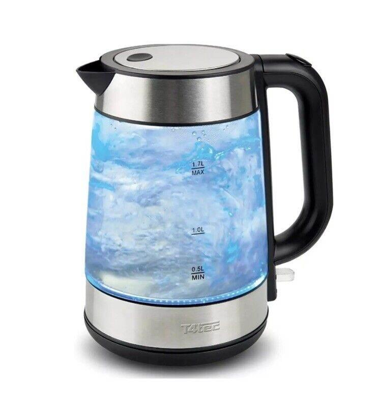 T4tec Cordless 1.7L Fast Boil Light Up Blue LED Illuminating Glass Jug Kettle - Cloud Nine Stores