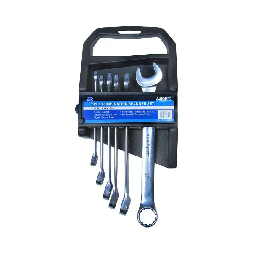 BLUE SPOT TOOLS 6 PCE METRIC COMBINATION SPANNER SET (8-17MM) - Cloud Nine Stores