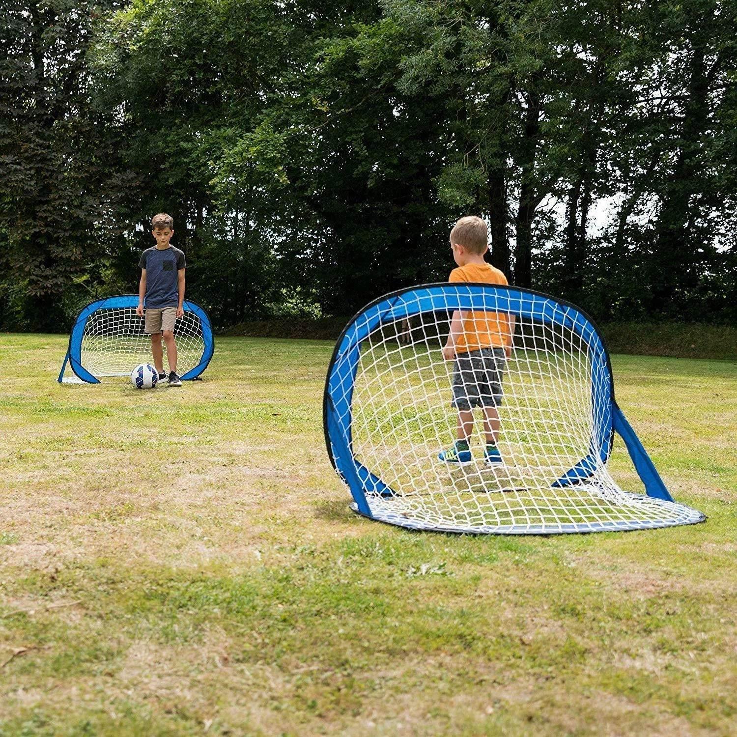 Kids Pop-Up Football Goals - Set Of 2 -Fibreglass Poles Soccer Training - Cloud Nine Stores