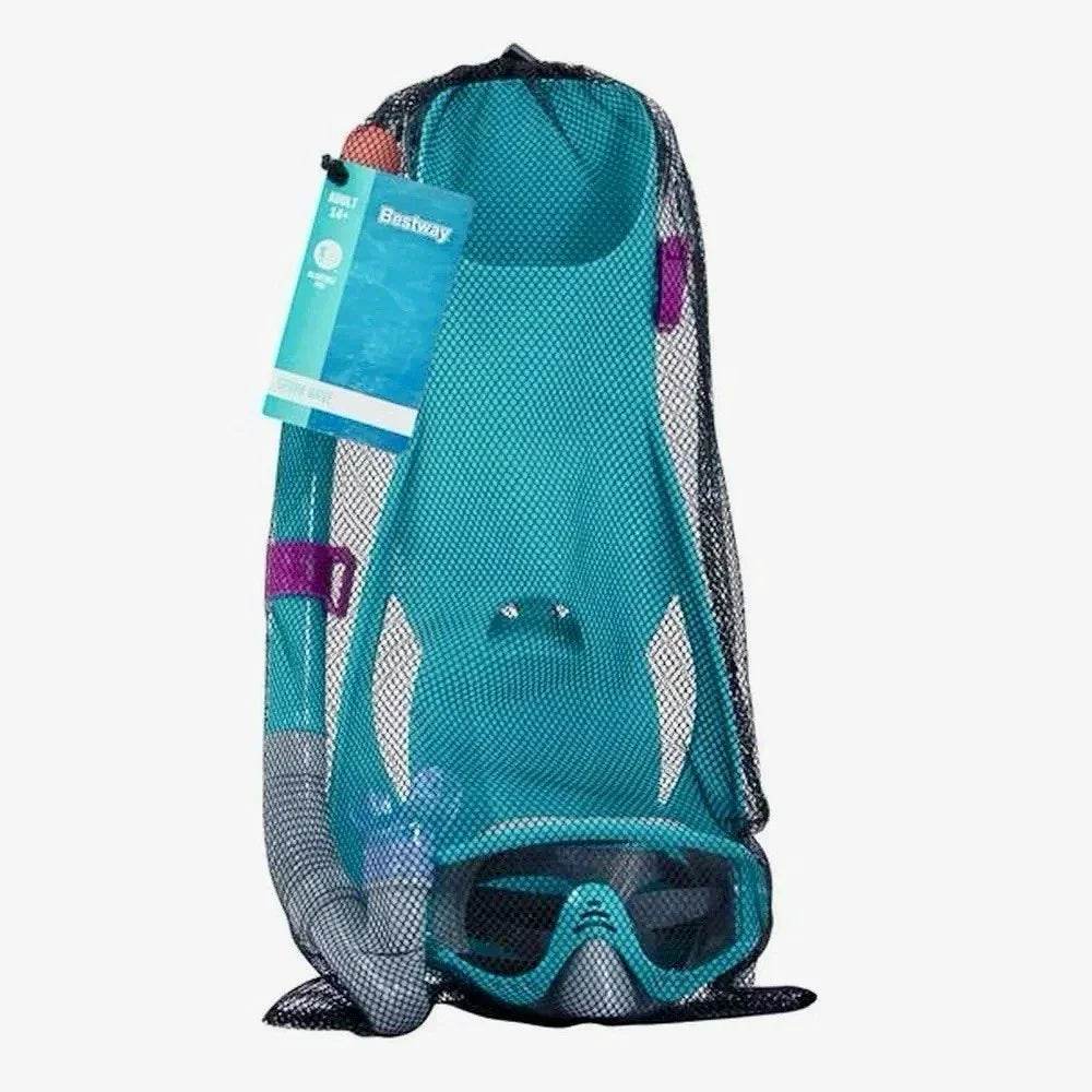 Bestway Spark Wave™ Teal Unisex Adult Snorkel Set With Fins, Ages 14+ - Cloud Nine Stores