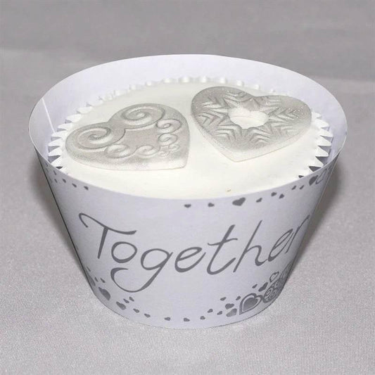 Culpitt Foil Cupcake Wrappers (Pack of 12) - White/Silver - One Size - Cloud Nine Stores