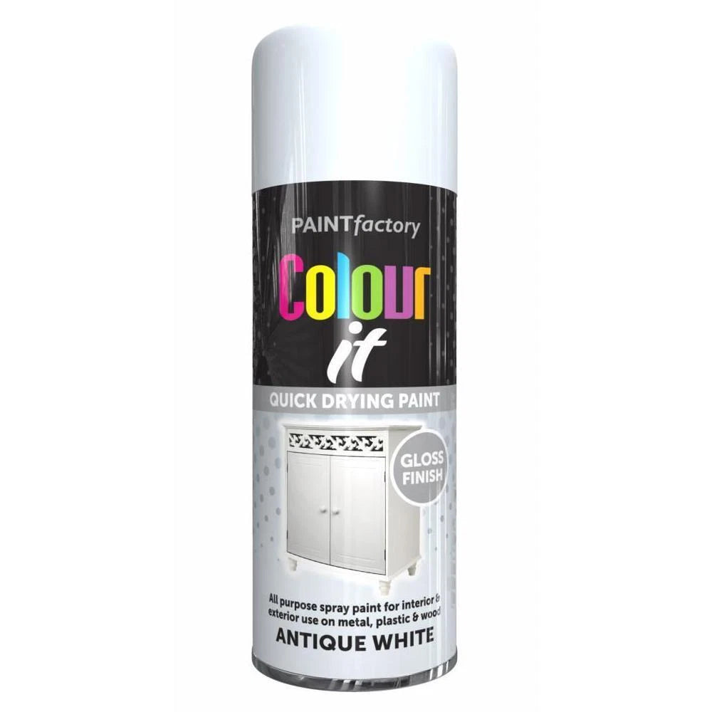Colour It Antique White Spray Paint Gloss 400ml Cloud Nine Stores