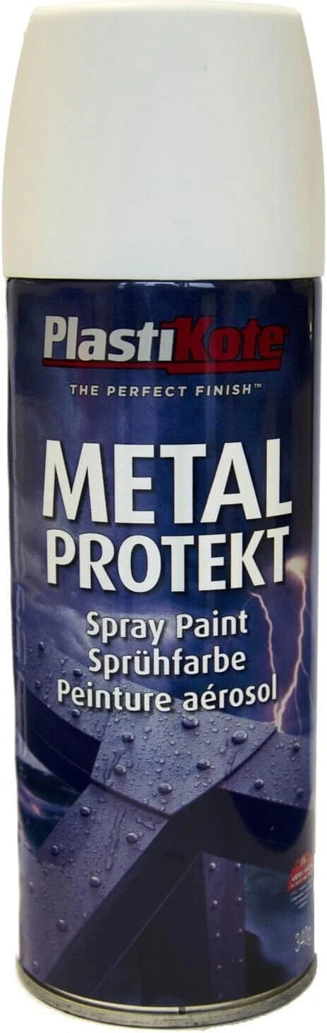 Plastikote Metal Protekt Spray Paint Satin White 400ml