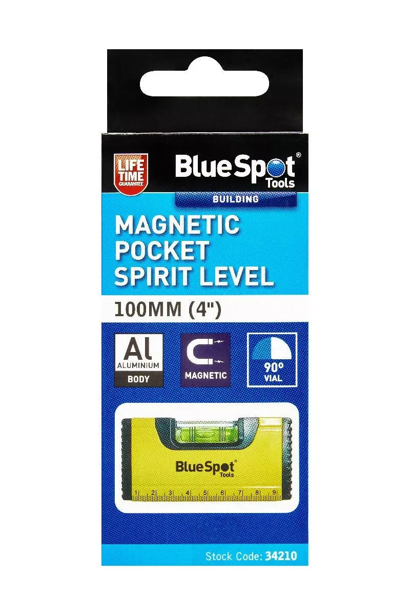 BLUE SPOT TOOLS 100MM (4") MAGNETIC POCKET SPIRIT LEVEL - Cloud Nine Stores