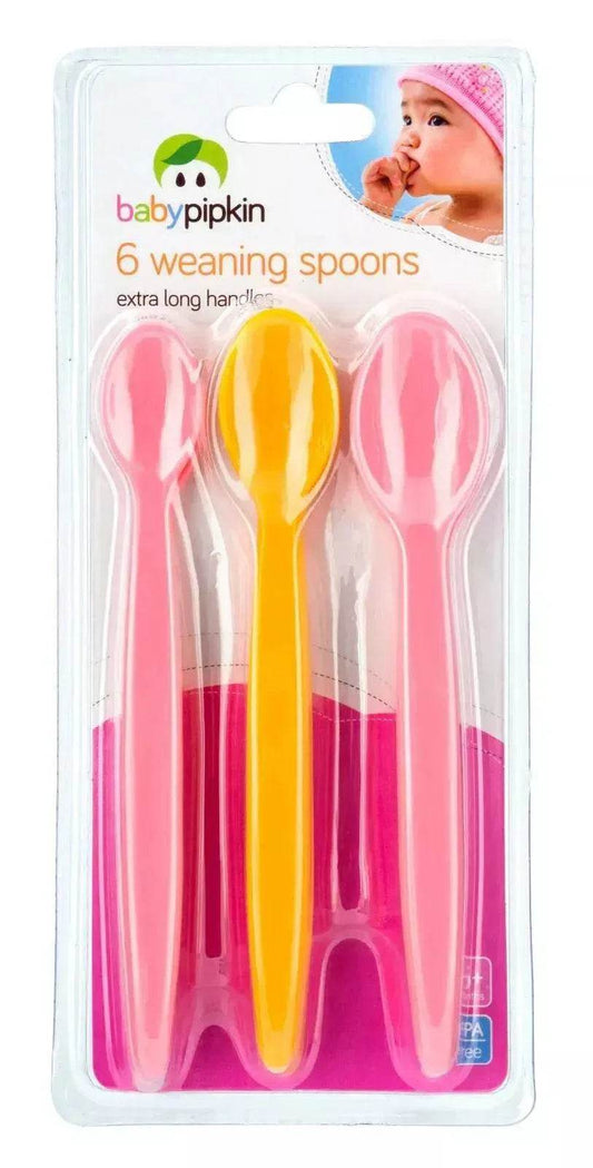 6 Pack Baby Weaning Feeding Spoons Plastic Long Handles Toddler Kids 6M+BPA Free - Cloud Nine Stores