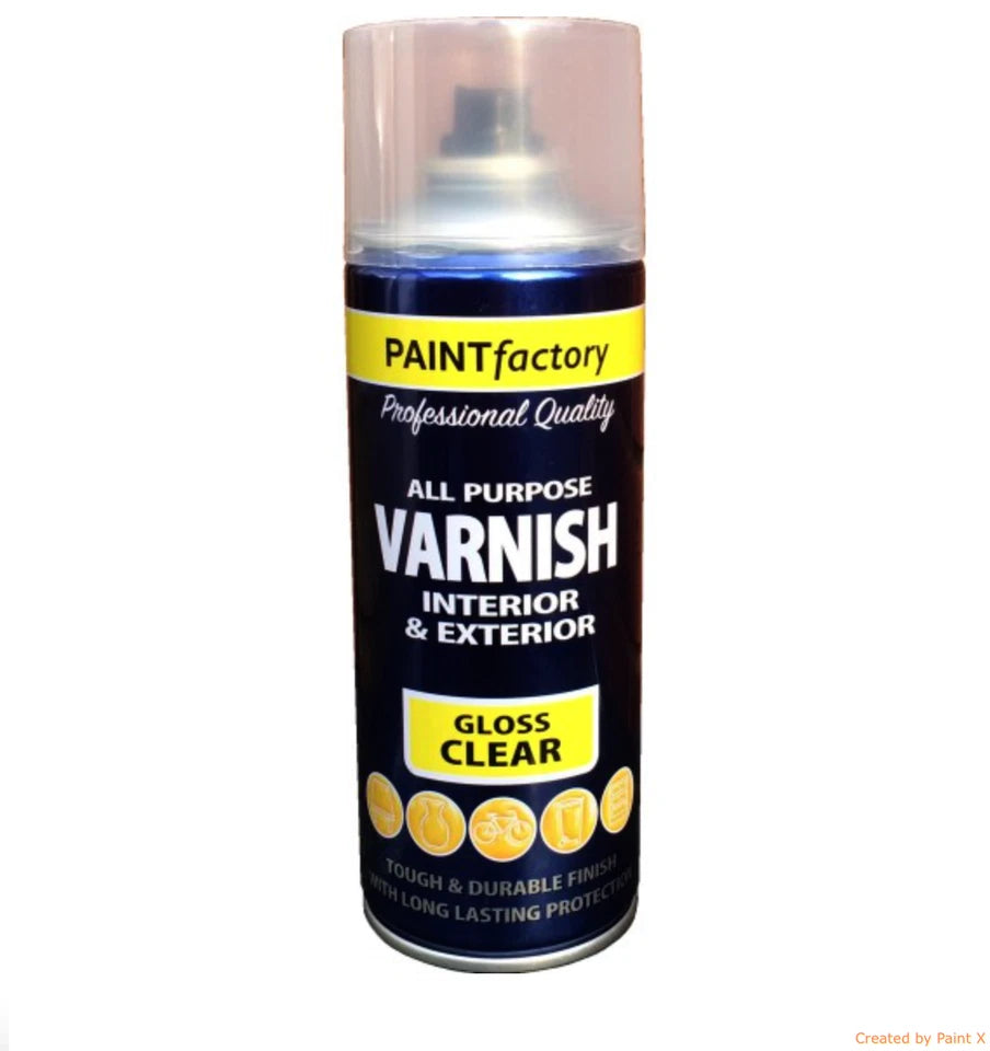 Paint Factory 400ml All Purpose Clear Varnish Gloss Spray Paint - Cloud Nine Stores Cloud Nine Stores