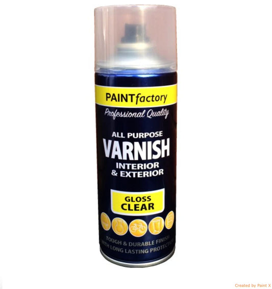 Paint Factory 400ml All Purpose Clear Varnish Gloss Spray Paint - Cloud Nine Stores