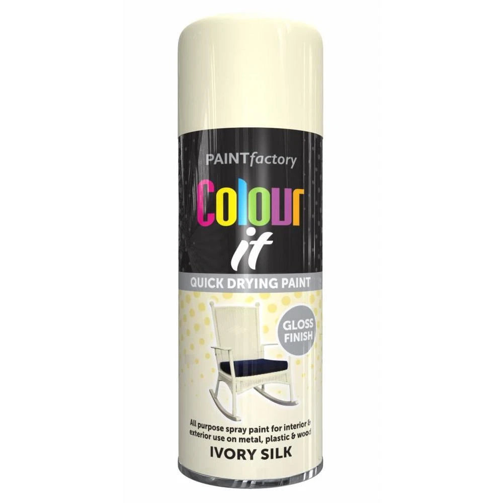 Ivory Silk Gloss Spray Paint Aerosol Auto Car Lacquer Wood Metal 400ml Cloud Nine Stores