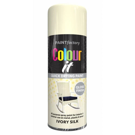 Ivory Silk Gloss Spray Paint Aerosol Auto Car Lacquer Wood Metal 400ml