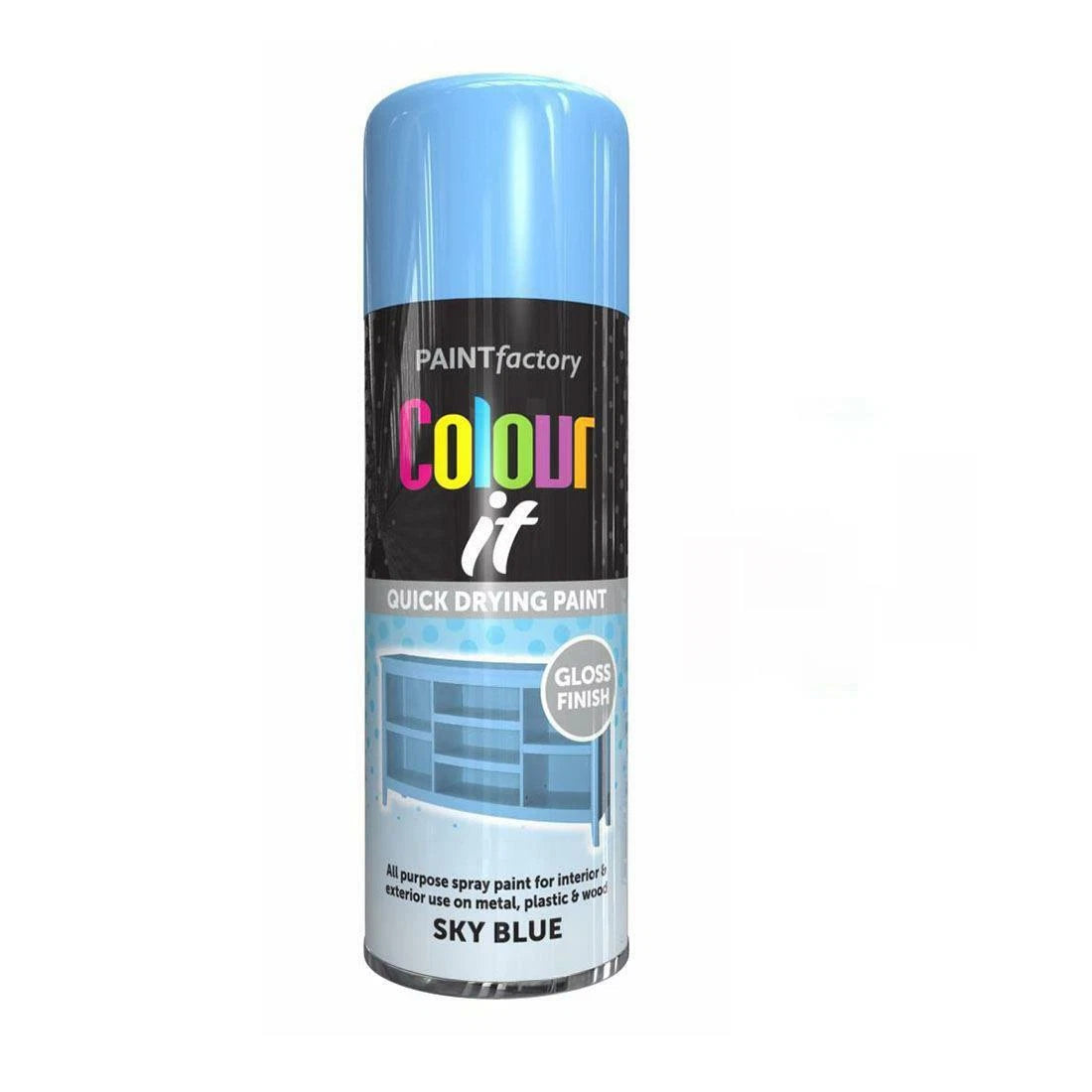 Sky Blue Gloss Spray Paint Aerosol Auto Car Lacquer Wood Metal 400ml
