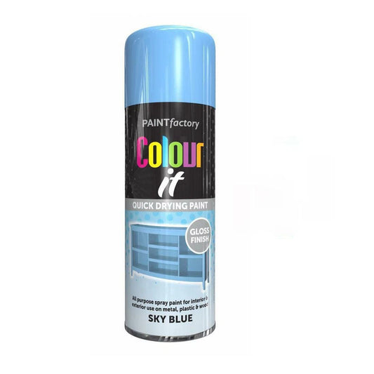 Sky Blue Gloss Spray Paint Aerosol Auto Car Lacquer Wood Metal 400ml