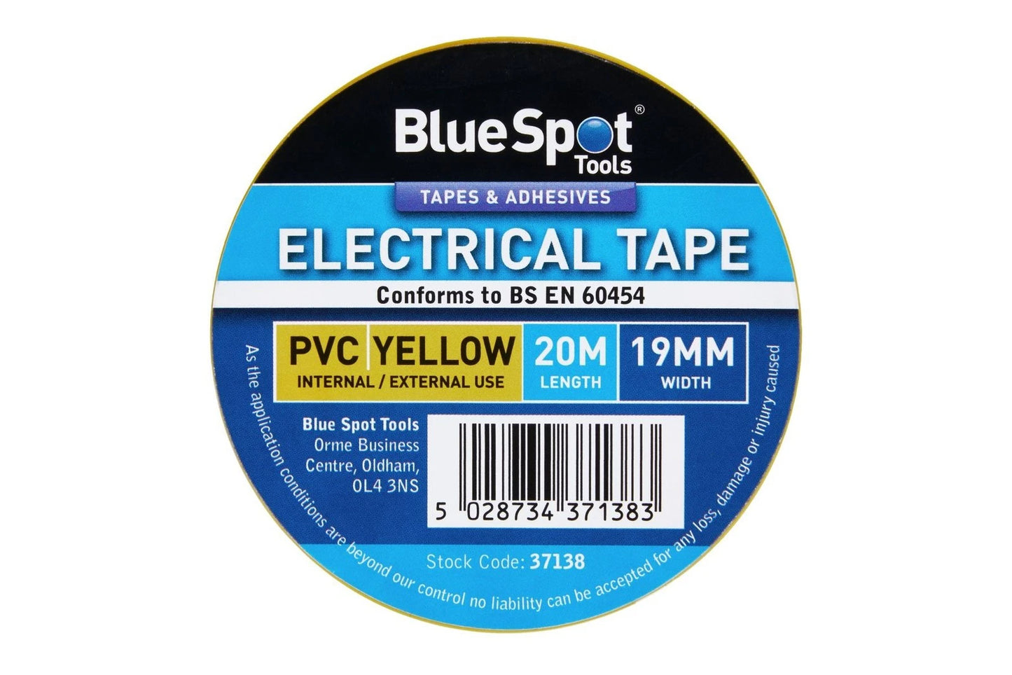 Blue Spot Tools 20M Yellow PVC Electrical Tape Cloud Nine Stores