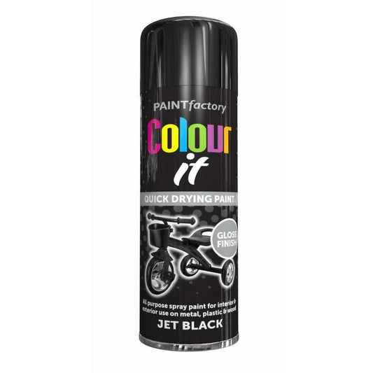 Jet Black Gloss Spray Paint Aerosol Auto Car Lacquer Wood Metal 250ml