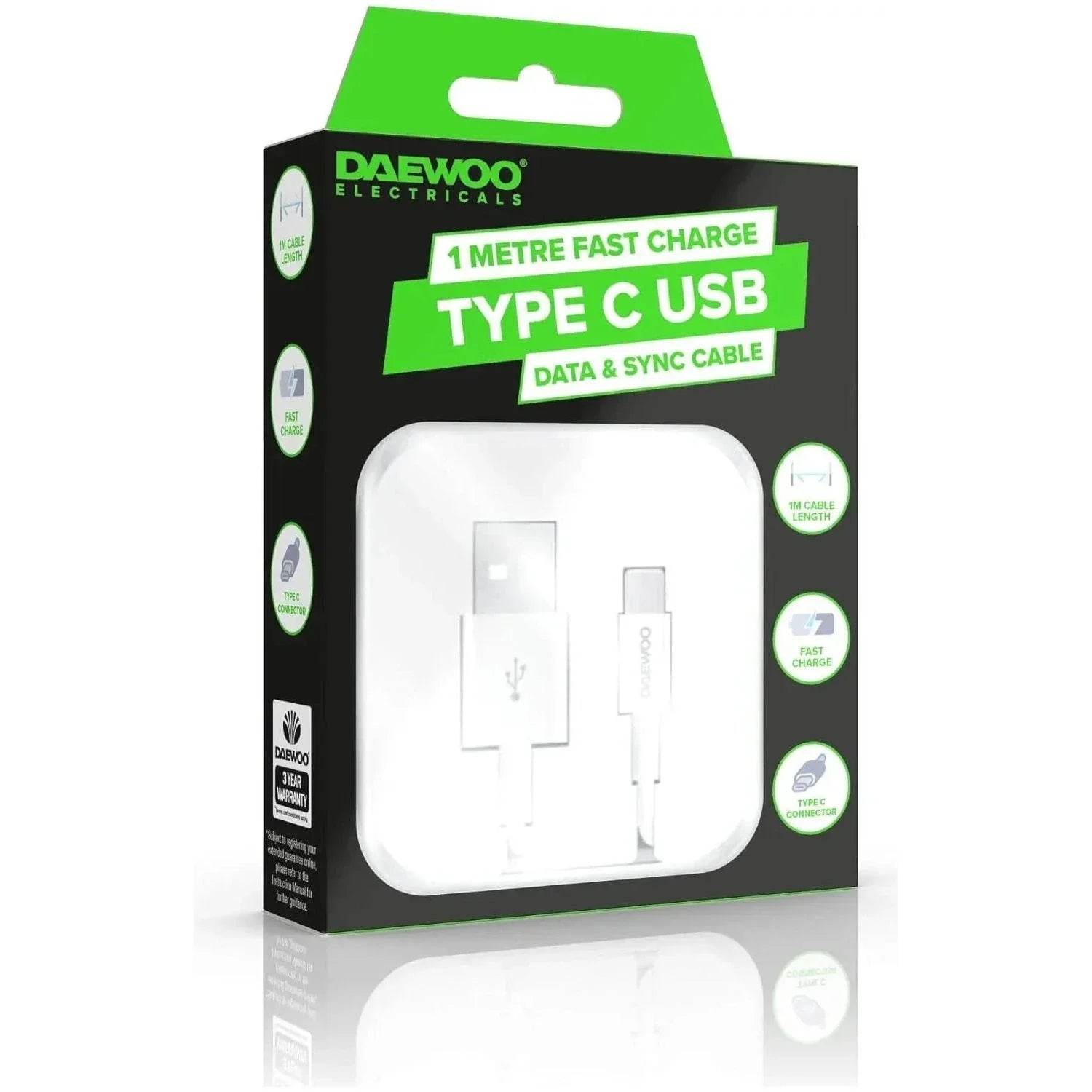 1 Metre USB-A to USB-C Fast Charge Cable Daewoo - Cloud Nine Stores