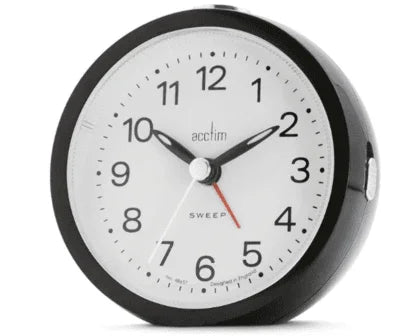Acctim Acctim Elana Non-Ticking Sweep Analogue Alarm Clock - Black/White - Cloud Nine Stores