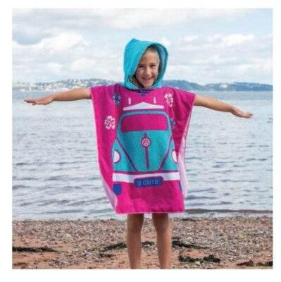 Official VW Volkswagen Girls Hooded Beach Poncho Towel Quick Drying Pink - Cloud Nine Stores