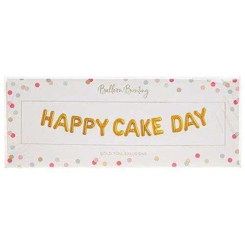 Happy Cake Day Gold Foil Balloon Party Bunting - No Helium Required - Cloud Nine Stores