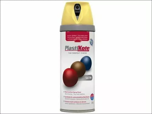PlastiKote Twist & Spray paint Satin Daffodil 400ml yellow multi surface Cloud Nine Stores