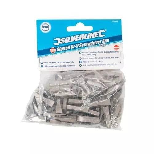 Silverline 100pk Cr-V Screwdriver Bits Slotted 7x25mm - Cloud Nine Stores