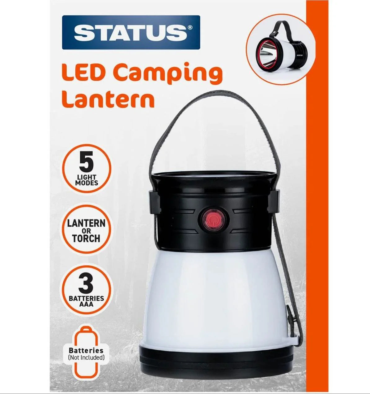 Status 3 Watt 2-in-1 COB LED Camping Lantern & Torch, Black - Cloud Nine Stores