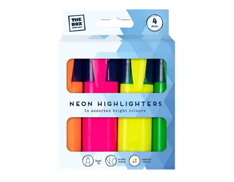Neon Highlighter Pens - 4pk Boxed - Cloud Nine Stores