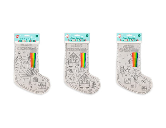 Christmas Colour Your Own Canvas Stocking - Cloud Nine Stores