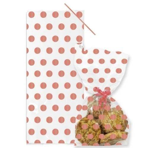 Rose Gold Polka Dot Cello Bags with Twist Ties Pk/20 - Cloud Nine Stores