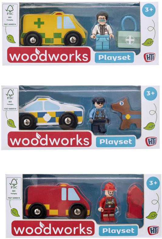 Woodworks Playset Police, Ambulance & Fire - Cloud Nine Stores