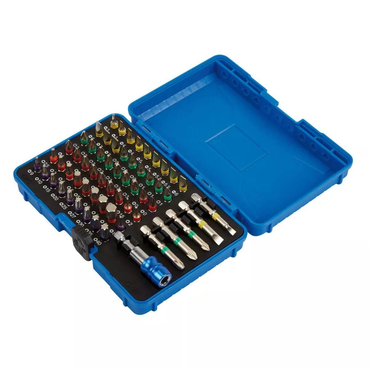 Draper 60 Piece Coloured Screwdriver Bit Tool Set with Magnetic Holder - Cloud Nine Stores