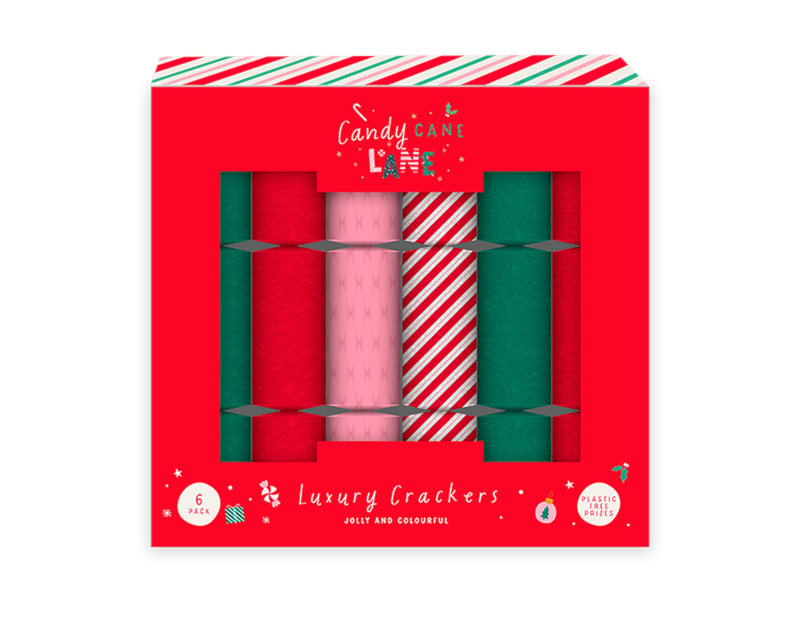 Candy Cane Glittered Luxury Crackers 14" 6pk - Cloud Nine Stores