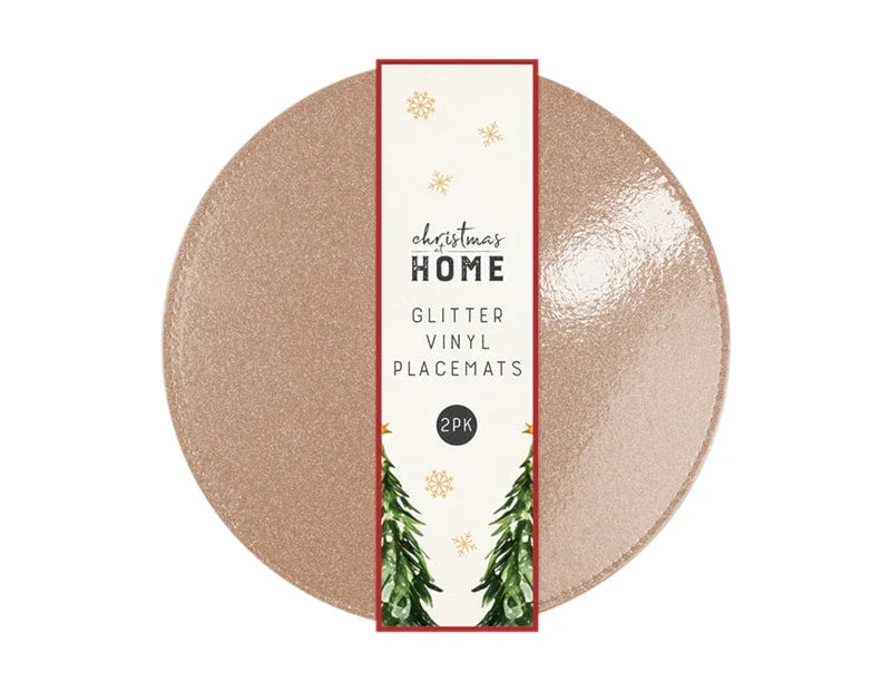 Glitter Vinyl Placemats 32cm dia 2pk - Cloud Nine Stores